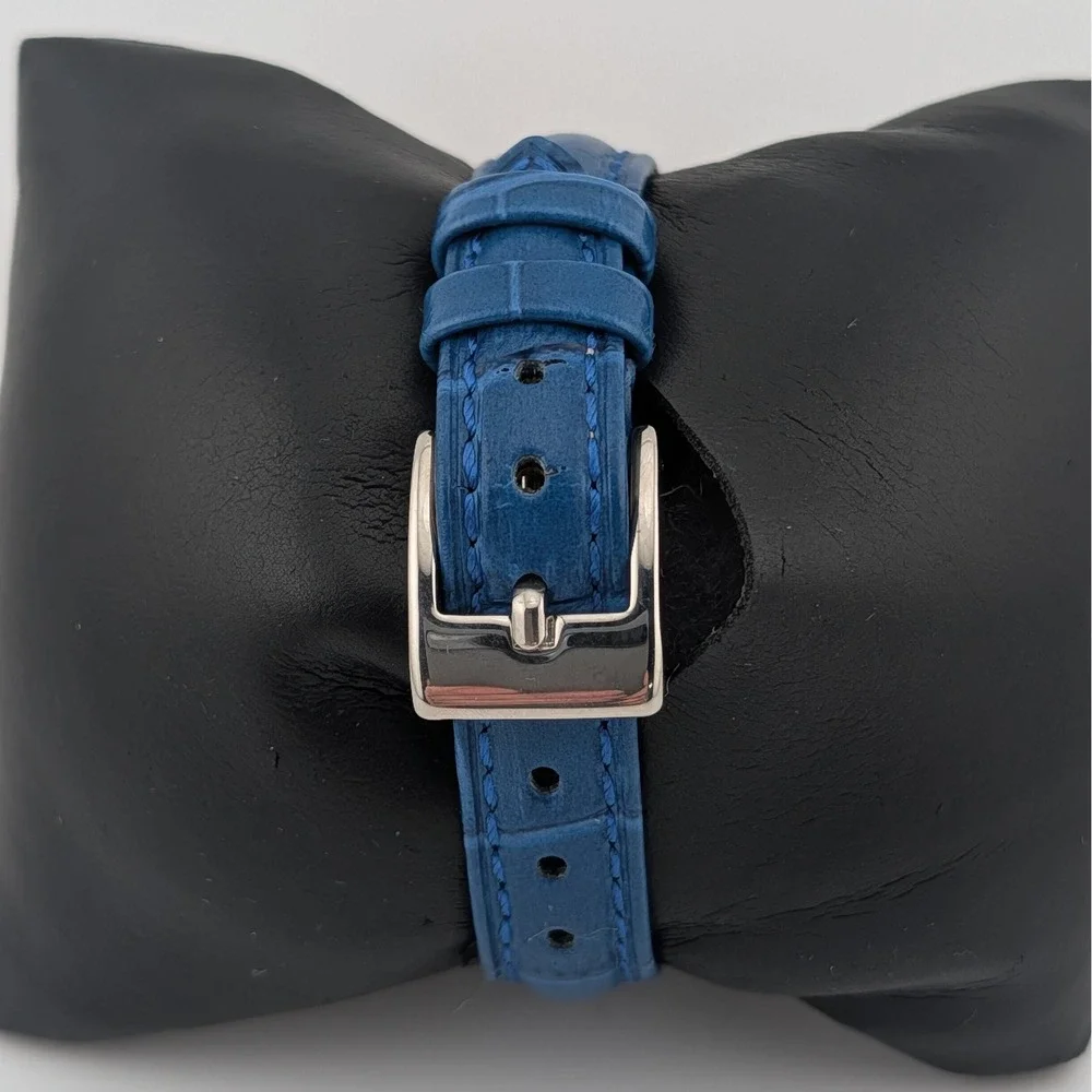 Embassy‎ by Gruen Ultra Thin Quartz Watch Gold Tone White Dial Blue Strap W1780